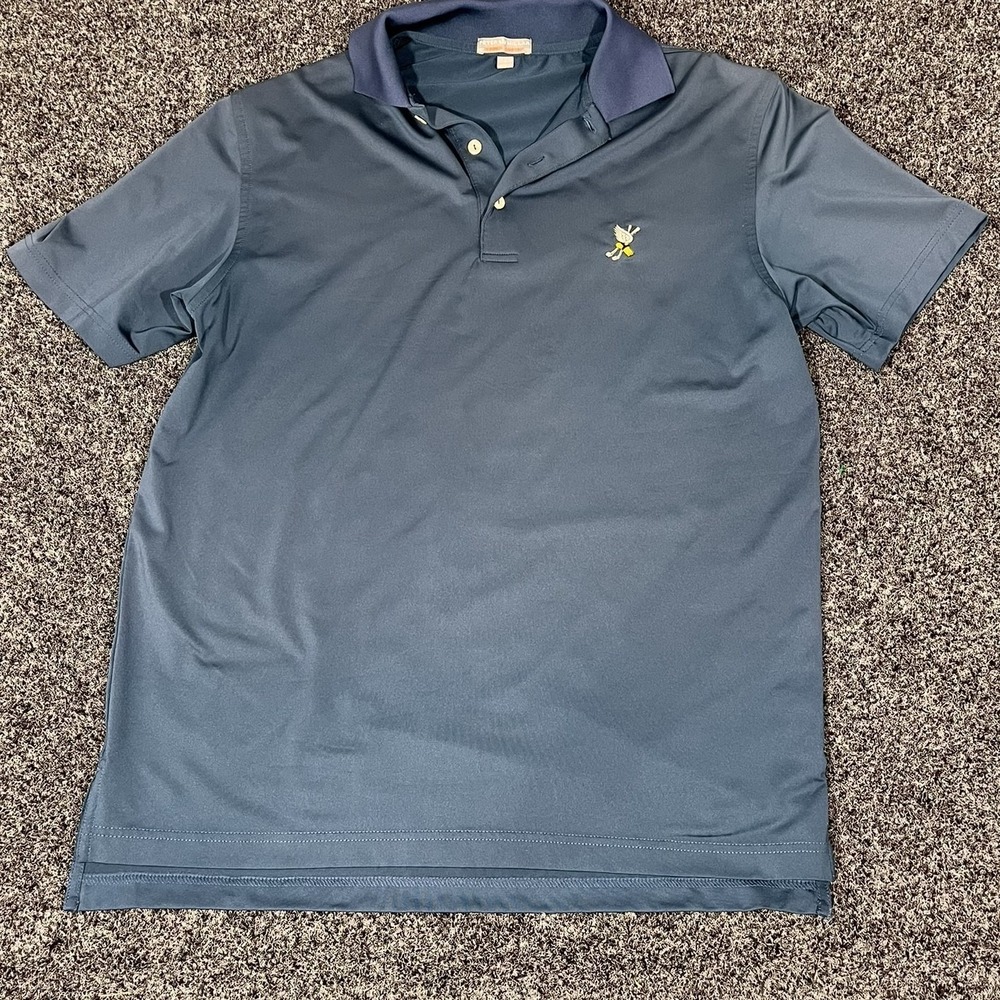 Peter Millar Summer Comfort Polo Shirt Mens Small Blue Gray Winged Golf Logo
